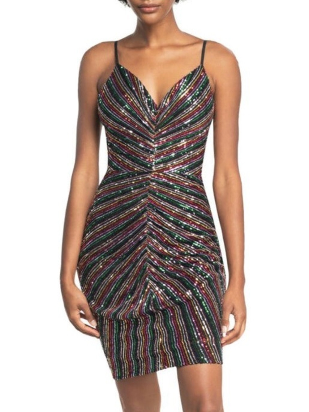 Dress the Population Multicolor Sequin Striped Mini Dress